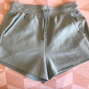 NEW RSQ Womens Shorts High Rise Waisted Medium Pastel Green Cotton inner fleeced